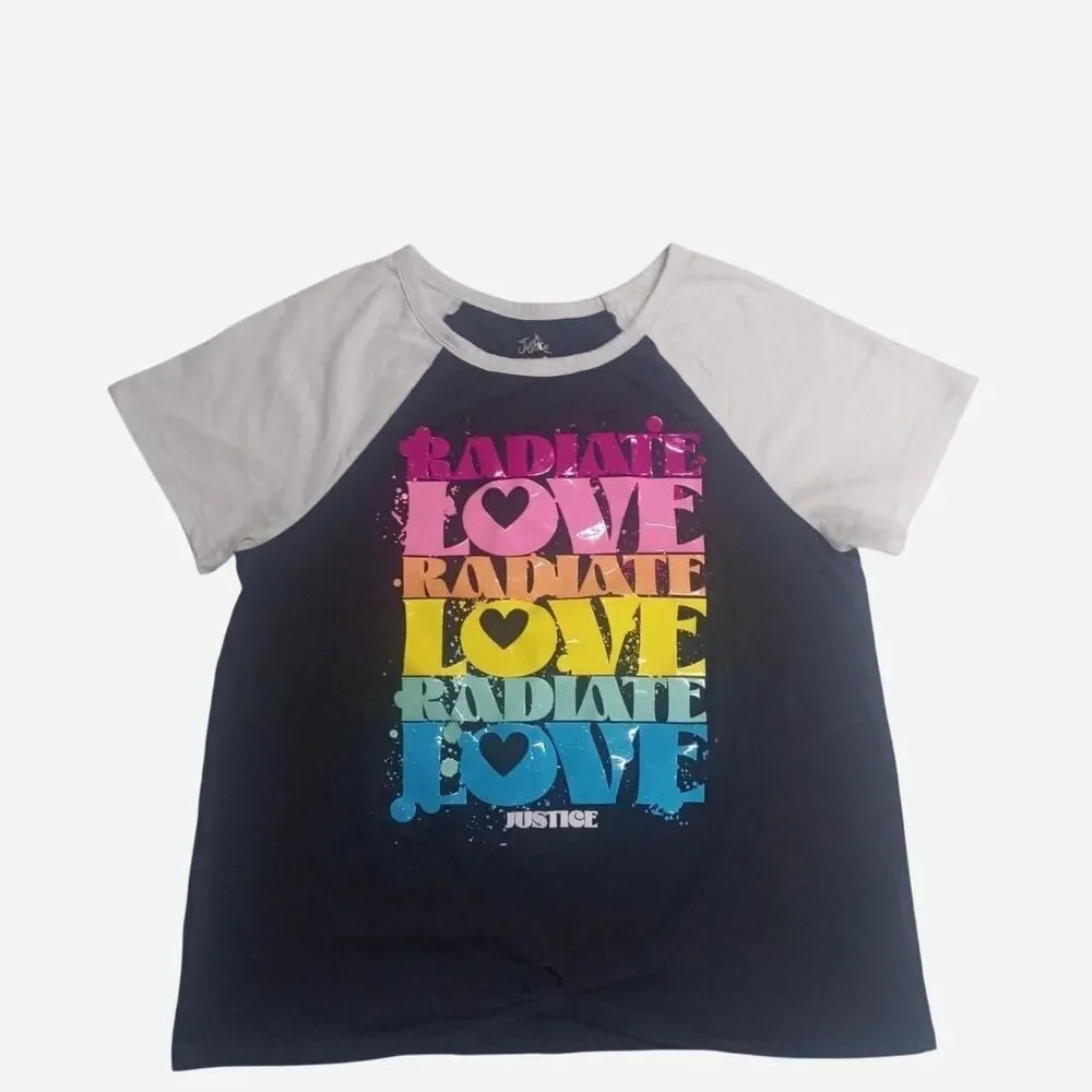 Justice Radiate Love Graphic Raglan T-Shirt XL (16/18)